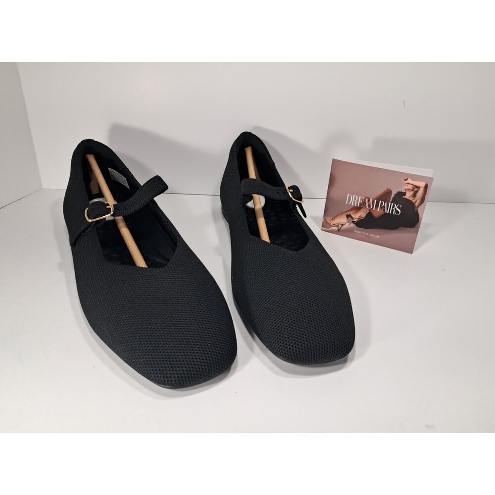 Dream Pairs Ballet Flats Strap Classic Flat Toe Comfort Black Size 8